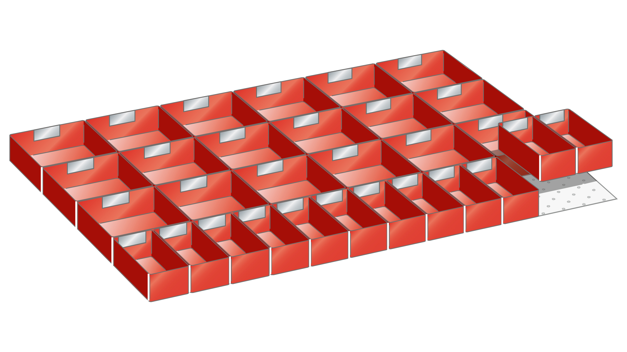 Lista bacs en plastique, kit pour 54 x 36 E avec hauteur frontale de 100/125 mm, 30 pièces