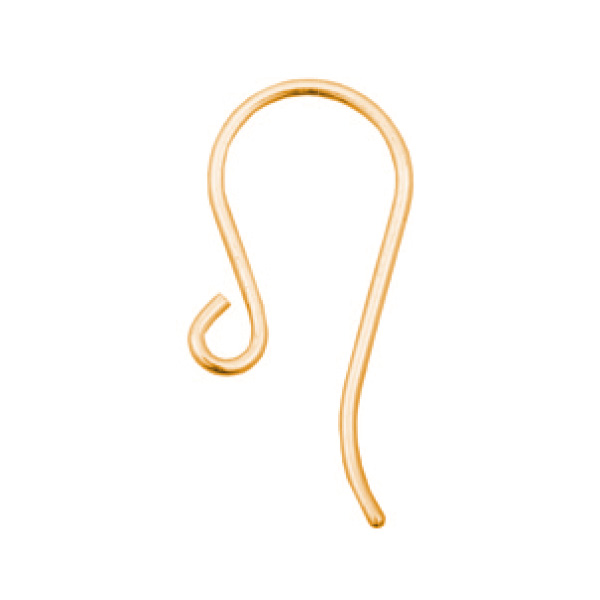 Crochet auriculaire avec boucle, fil 0,8 mm, 585/- or jaune