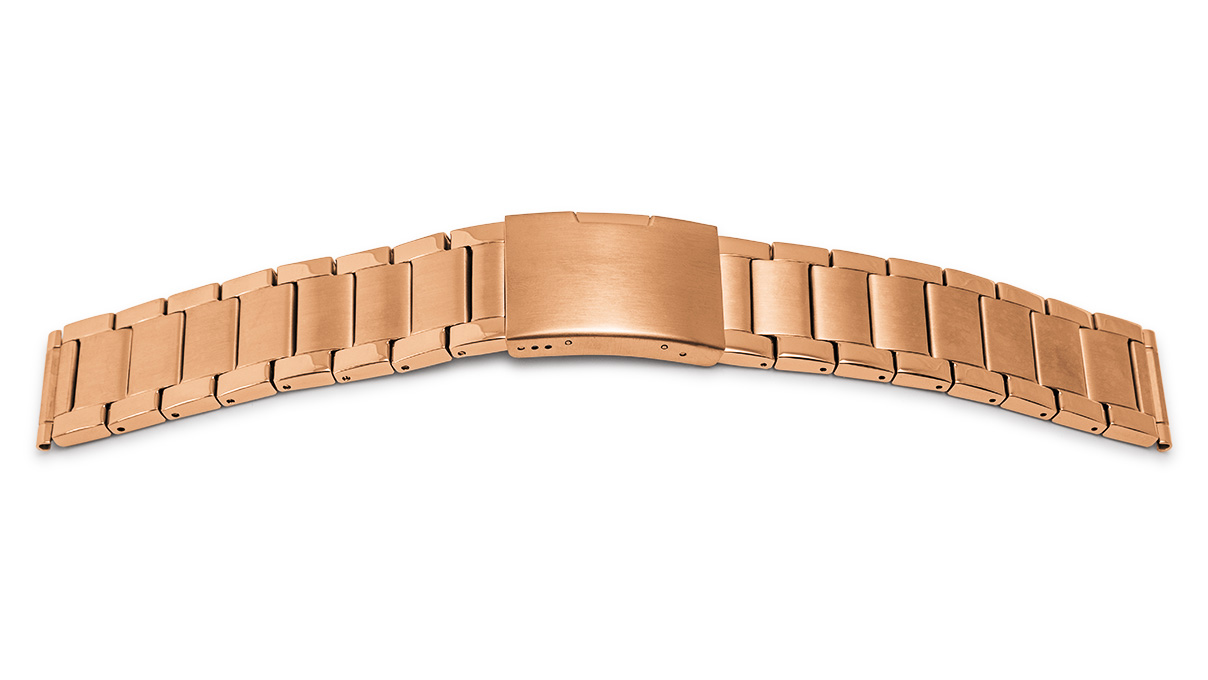 Bracelet en métal PVD rosé, fini massivement, extrémités 22-24 mm, largeur 22 mm