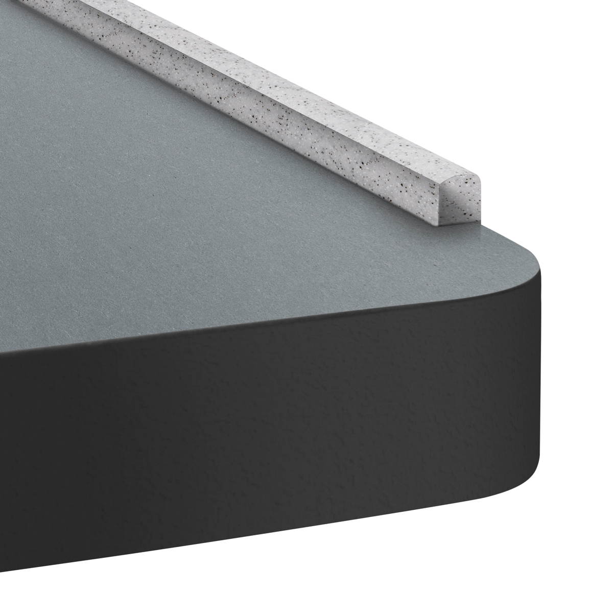 Plan de travail 140 x 60 x 4 cm, surface Softstop gris, rebord matière minérale, équipement en option pour Ergolift
Evolution