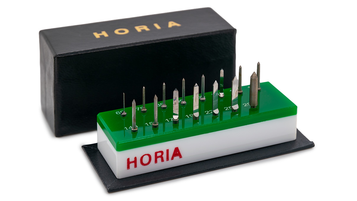 Horia H 500 Assortiment de 15 aiguisoirs, sur socle plastique