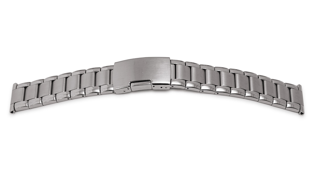 Bracelet en métal acier inox, fini massivement, satiné/poli extrémités 18-20 mm, largeur 18 mm