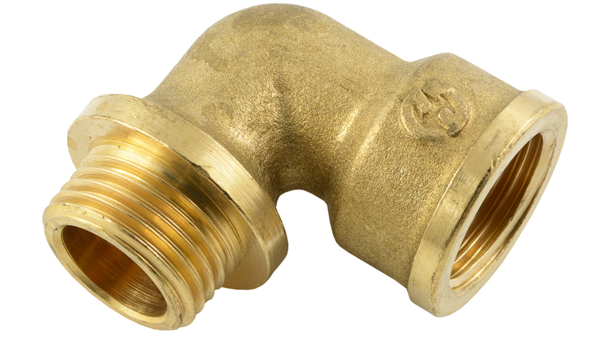 Coude à visser 90°, filetage intérieur/extérieur G1/2", laiton, forgé
