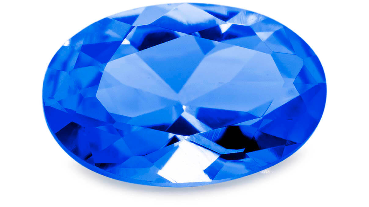 Pierre de couleur synthétique, saphir, ovale, 6 x 4 mm