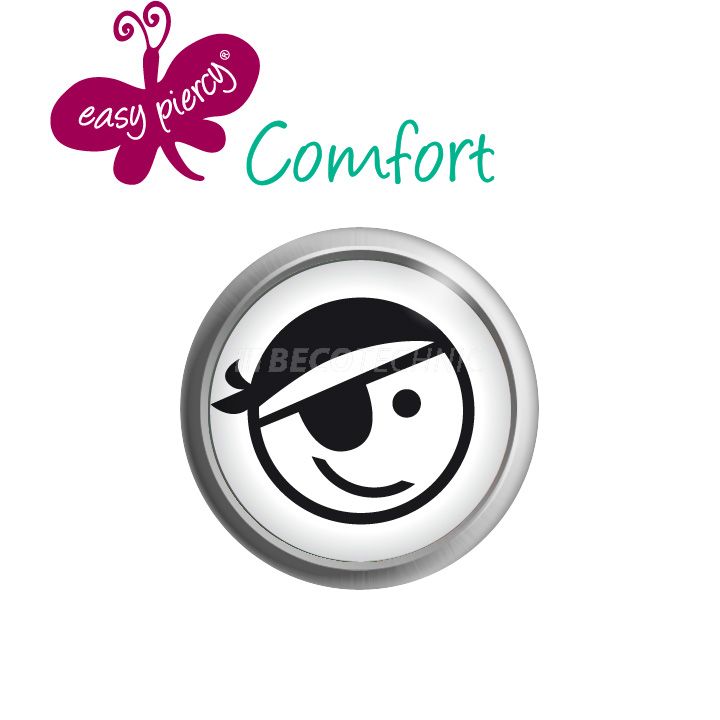 Easy Piercy Comfort 1 paire de boutons d'oreilles Ø 5,5 mm, blanc,  Pirate