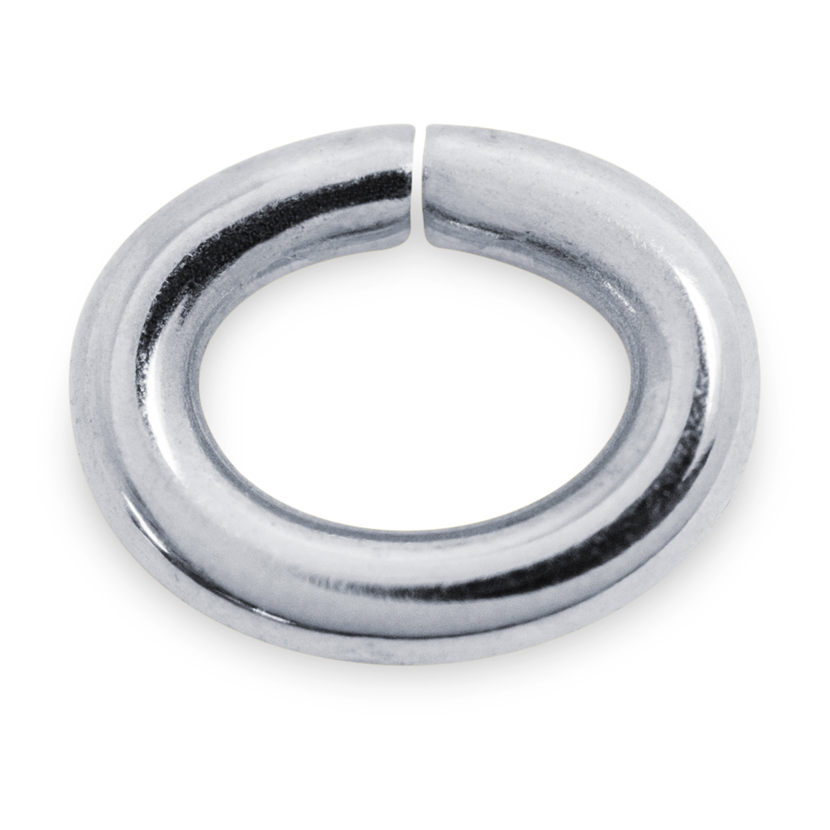 Anneaux brisés ovals, 585/- Or blanc, Rhodié, Ø 6 mm, Épaisseur 1 mm