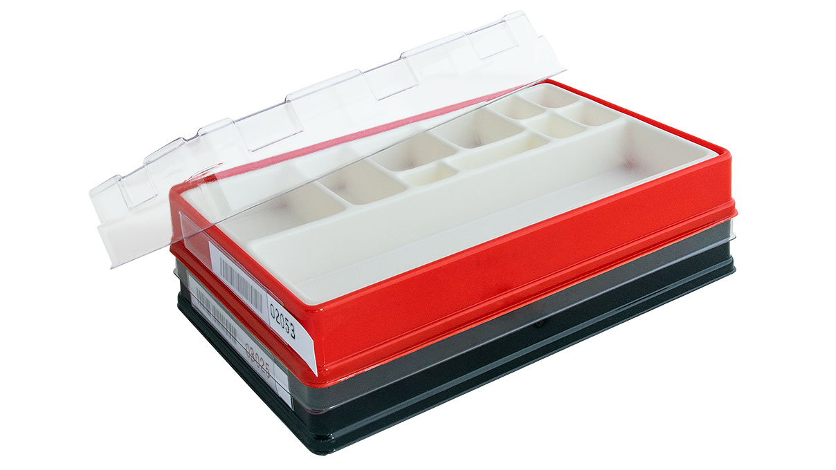 Service-Box pour le service des montres, insert avec 11 compartiments, rouge