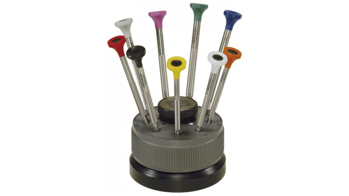 Bergeon 30081-S9 Socle tournant avec 9 tournevis, Ø 0,5 - 2,5 mm