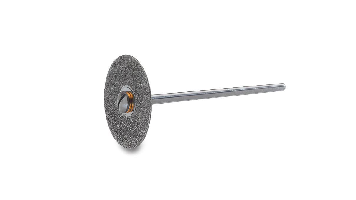 Diamantierter Fräser, mittlere Körnung, Kopf Ø 22 × 0,5 mm, Schaft Ø 2,35 mm