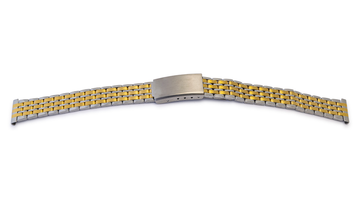 Bracelet métallique, acier inoxydable, doré, largeur d'attache 12 - 14 mm