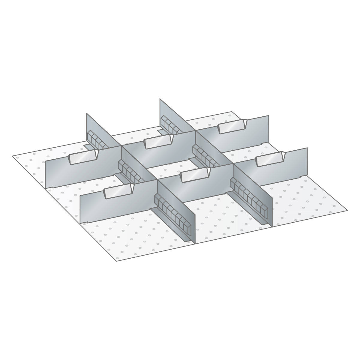 Matériel de subdivision Lista pour 27 x 27 E, 2 parois à fentes et 6 plaquettes séparatrices pour 100 /
125 mm hauteur frontale