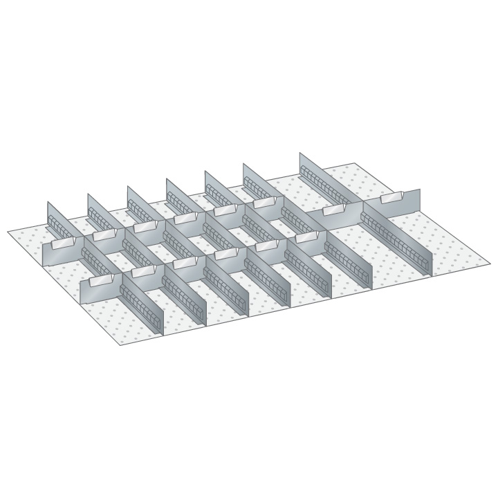 Matériel de subdivision Lista pour 54 x 36 E, 7 parois à fentes et 14 plaquettes séparatrices pour 50 mm hauteur
frontale