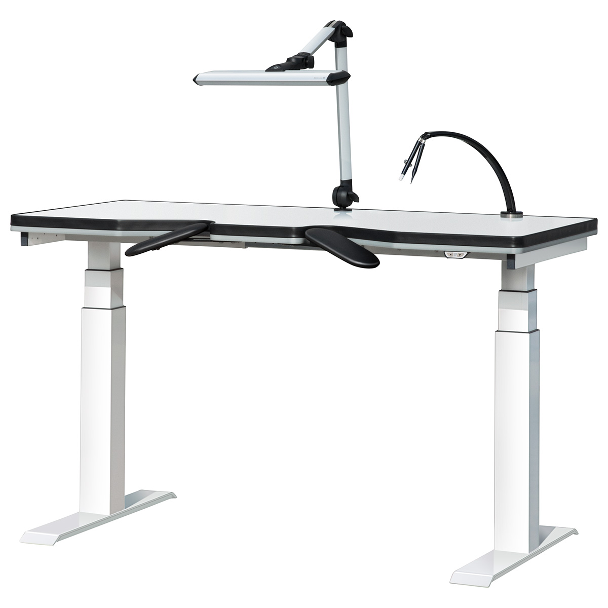 Établis Ergolift Advanced Mobile, blanc, dimensions de la plaque 140 x 75 x 4 cm