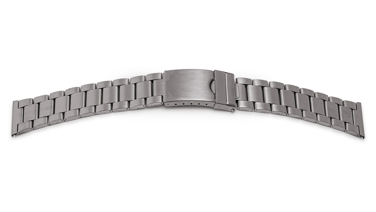 Bracelet métallique, acier inoxydable, semi-massif, extrémités 20 - 22 mm, largeur 18 - 20 mm