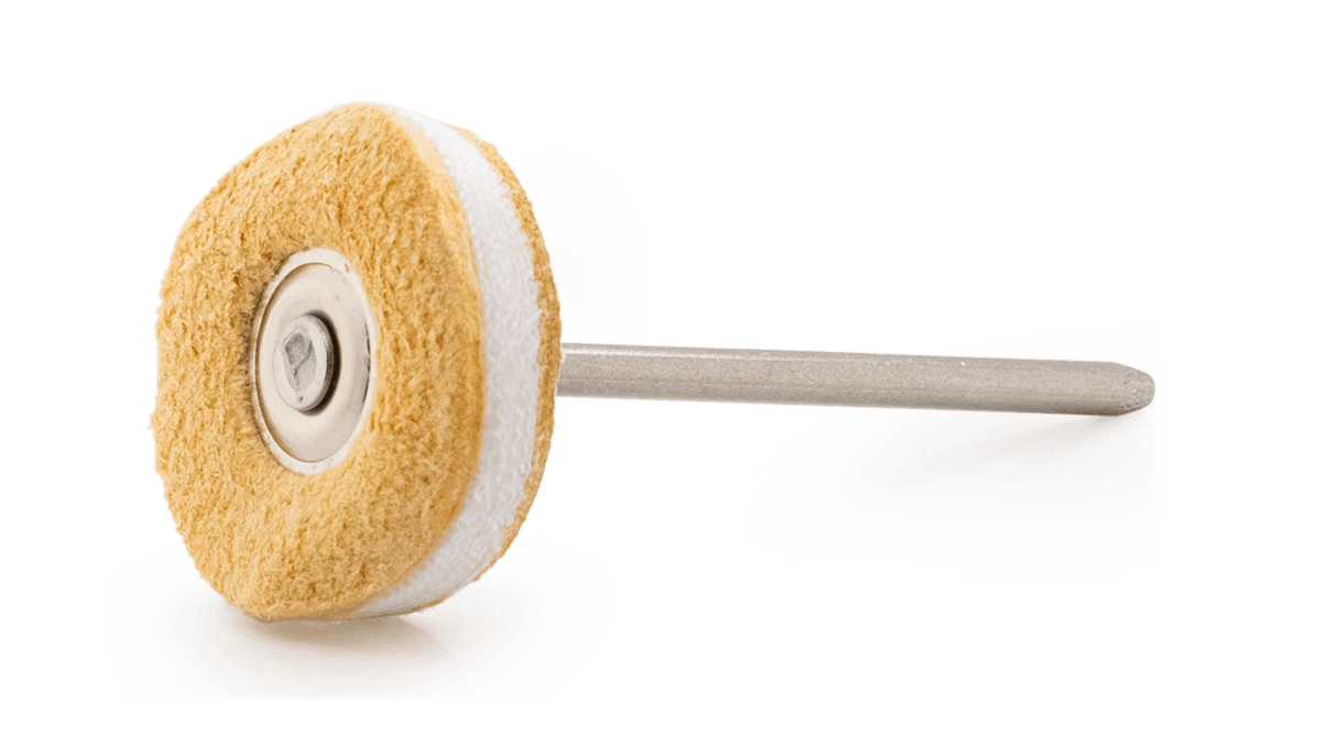 Roue de polissage, cuir-mousseline-cuir, Ø 21 mm, tige HP
