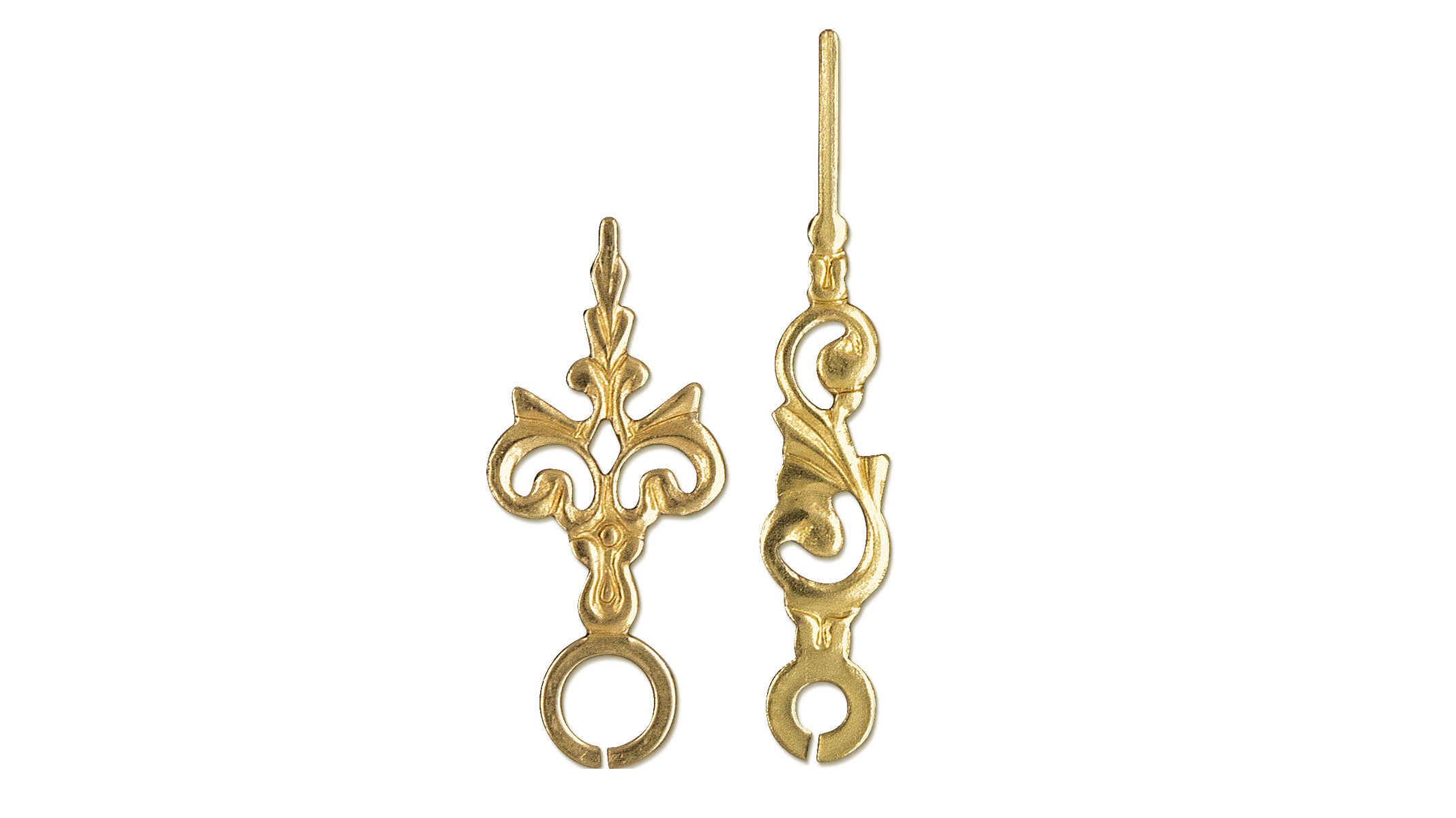 Paire d'aiguilles, forme antique, longueur 25 mm, doré
pour mouvement quartz mini ronde W130+150