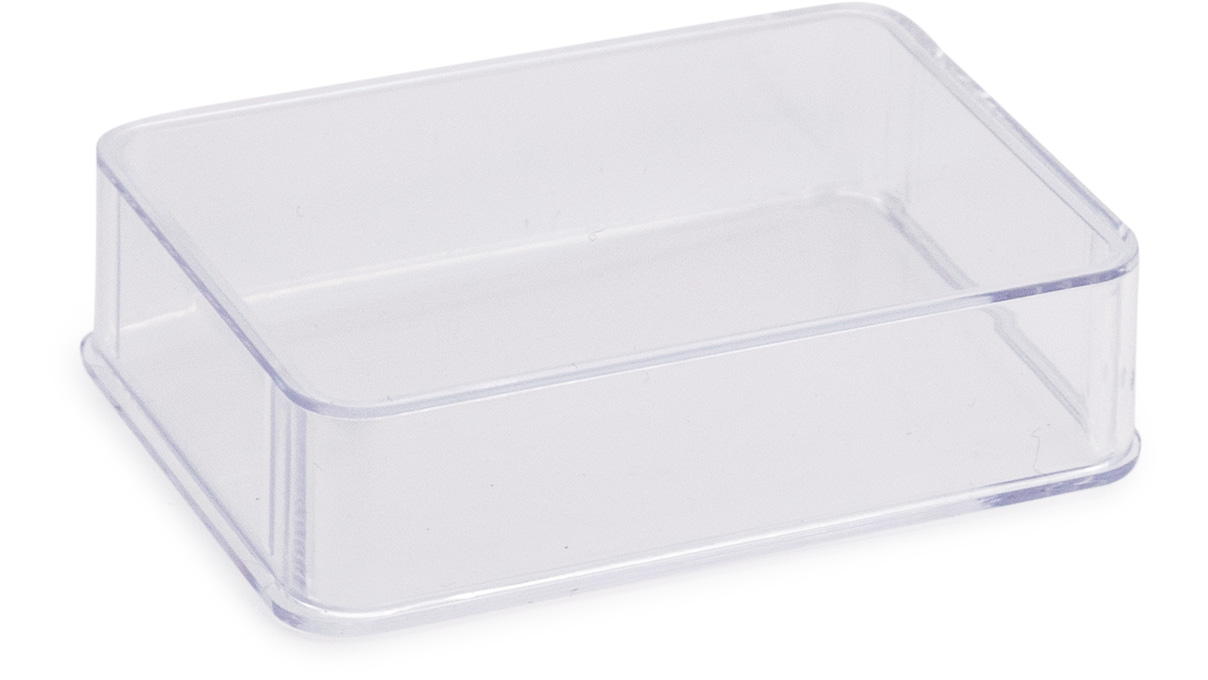 Boîte en plastique, 60 x 43 x 14 mm, transparente, avec couvercle