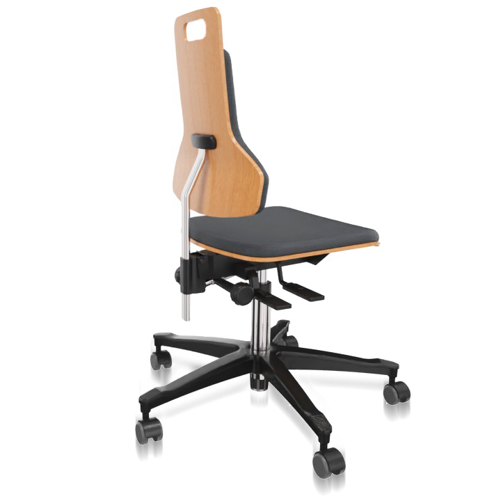 Dauphin Chaise pivotante avec garniture en bois et rembourrage en tissu, hauteur d'assise 48-64 cm, mécanisme
Balance. inclinaison manuelle de l'assise jusqu'à -12 °.