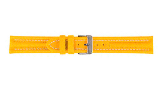 Bracelet de montre, Arizona Sport, Cuir de veau, 18 mm, Jaune, Boucle Acier inoxydable