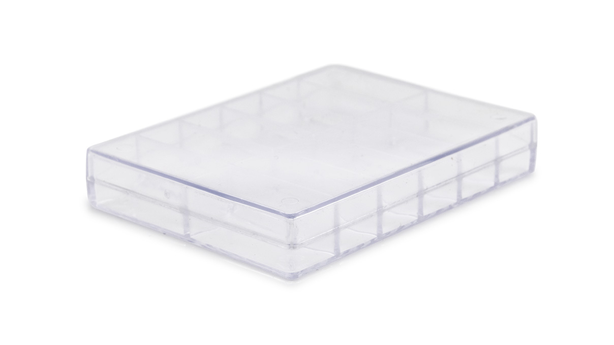 Boîte de présentation avec couvercle à emboîter, transparente, 12 compartiments