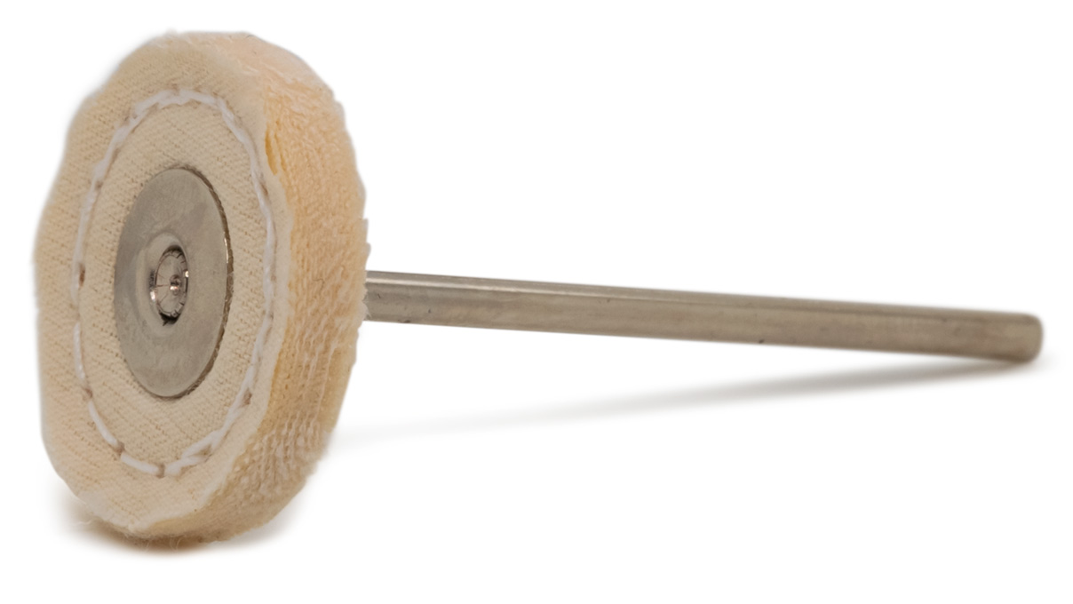 Roue de polissage, mousseline, blanc, Ø 22 mm, tige HP