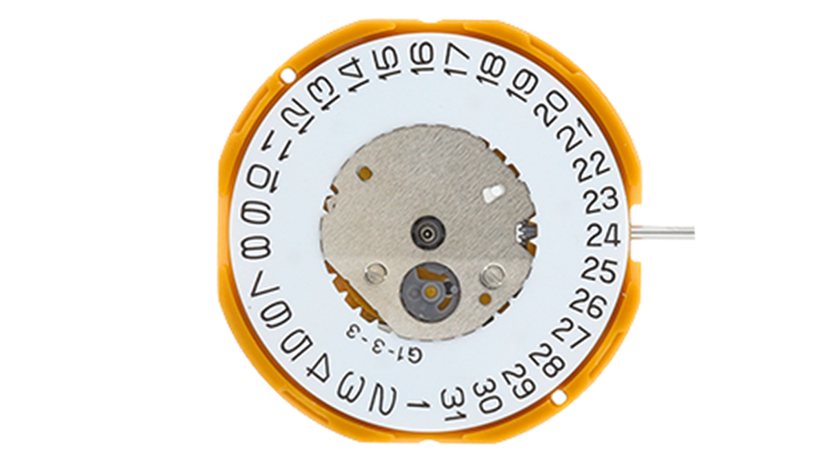 Mvt. Miyota GM12 10 1/2''' DATE4.5, Parallèle, SC Quarz (364 | SR621SW) - Plaqué or