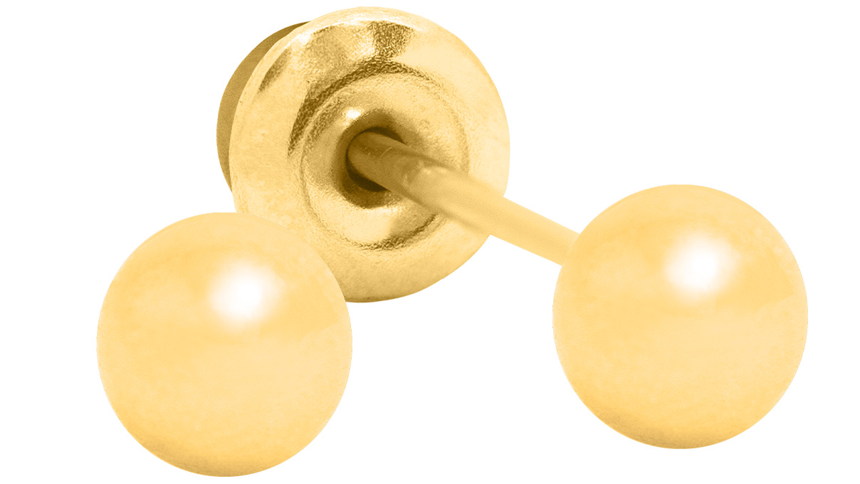 QPP Ohrstecker A4, Ball Ø 4 mm, Edelstahl gelb vergoldet, 1 Paar