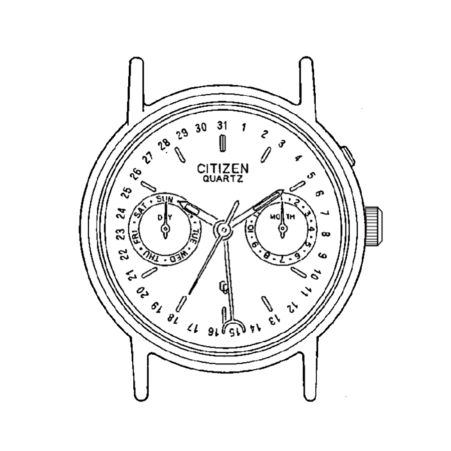 Mvt. Citizen 6355 10 1/2''' DAY9 SC 2EYES MONTH@3 DAY@9 Quartz (364 | SR621SW)
