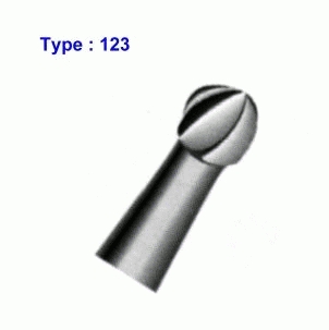Fraise de bijoutier en MD boule Type 123 Ø - 0,90 mm (009), queue Ø 2,35 mm (boîte de 6 pièces)