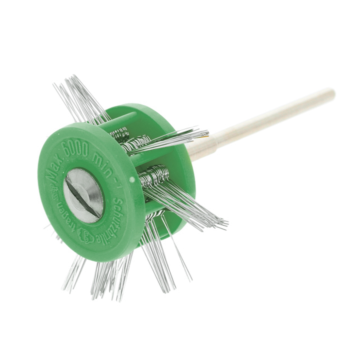 Brosses à finition mat, vert, Ø 40 mm, fil Ø 0,6 mm, tige HP