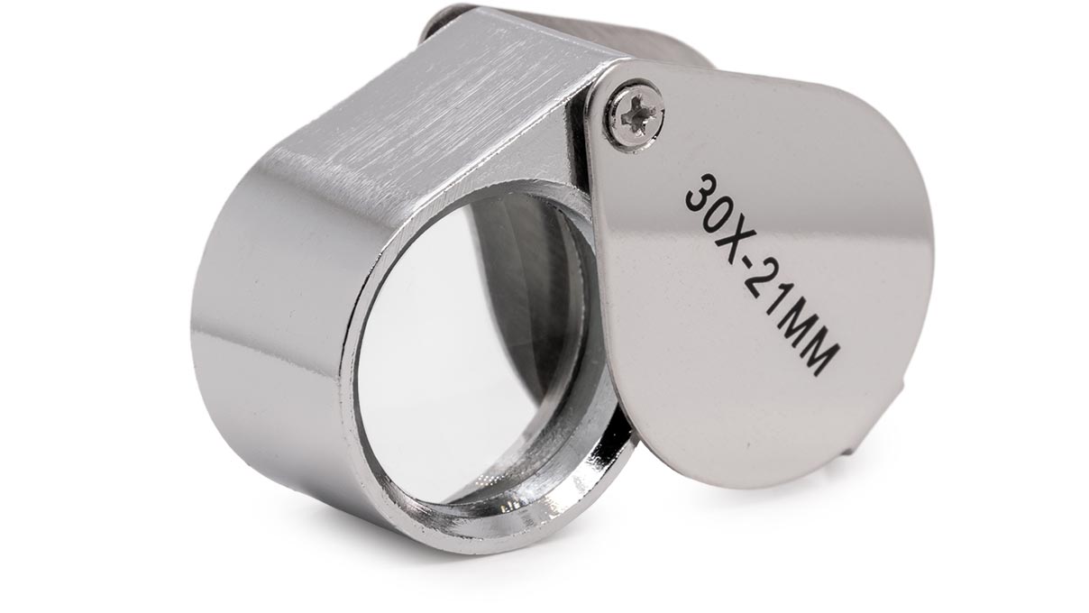 Triplet loupe pour diamants, grossissement 30x, lentille Ø 21 mm, chromée