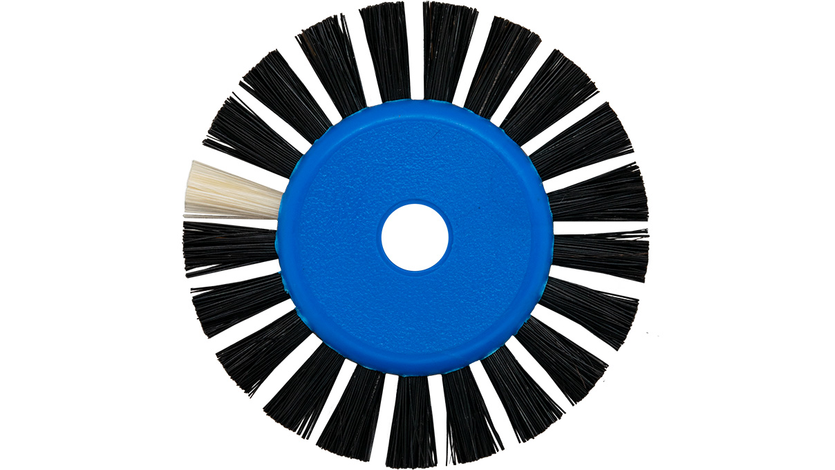 Brosse circulaire, poils noirs Chungking, 1 rangé, plat, Ø 44 mm, avec noyau en plastique, bleu