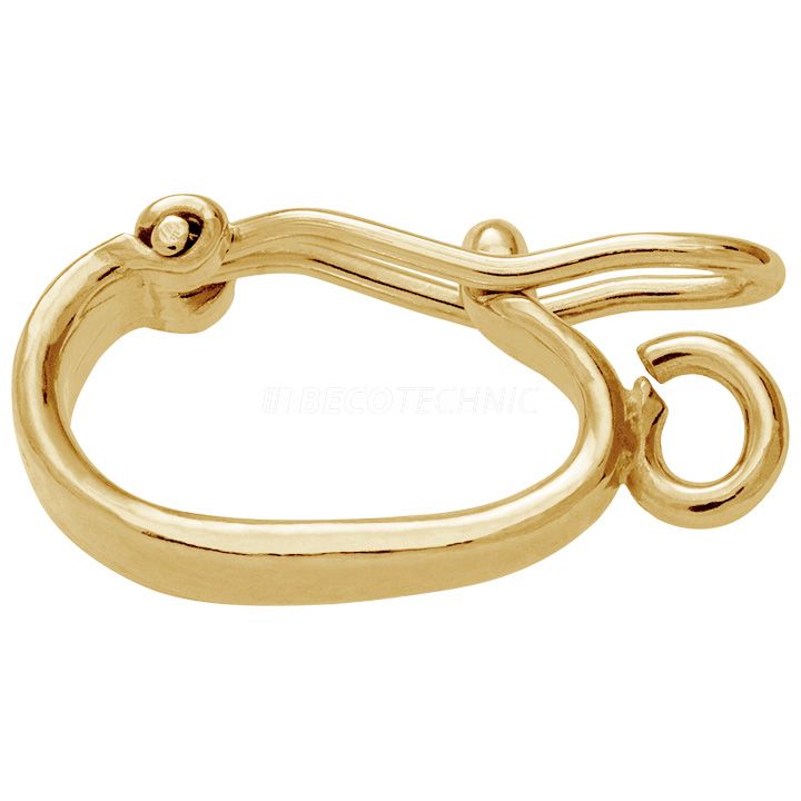 Fermoirs de colliers 925/- argent doré H 4,5 x L 16,5 x P 7 mm avec anneau de pendentif
