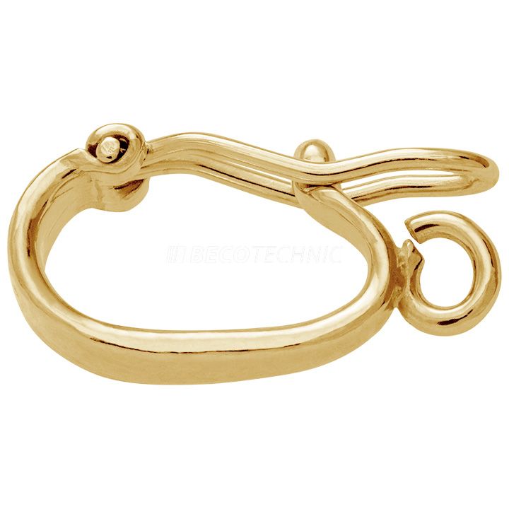 Fermoirs de colliers 925/- argent doré H 4,5 x L 16,5 x P 7 mm avec anneau de pendentif