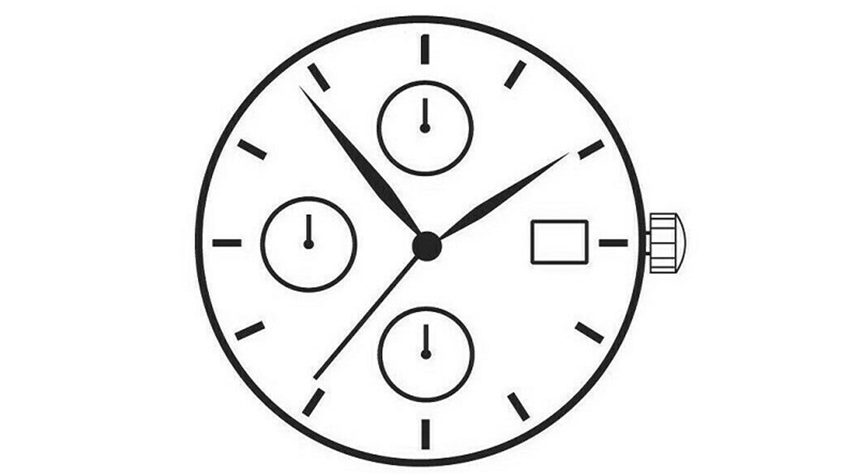 Mvt. Hattori YM55 12 3/4''' DATE3 SC, 24H, 1/20 Second Quartz (395 | SR927SW)