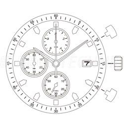 Mvt. Miyota 6S10 15''' DATE3 SC CHR 3EYES Quartz (395 | SR927SW)