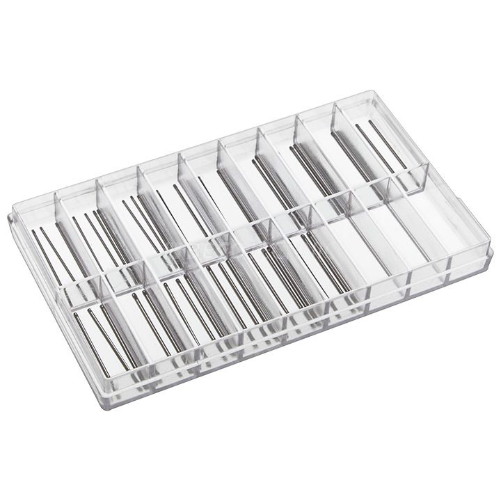Assortiment de goupilles de bracelet estampées, acier inoxydable, longueur 27 mm, Ø 0,8 - 1,2 mm, 60 pièces