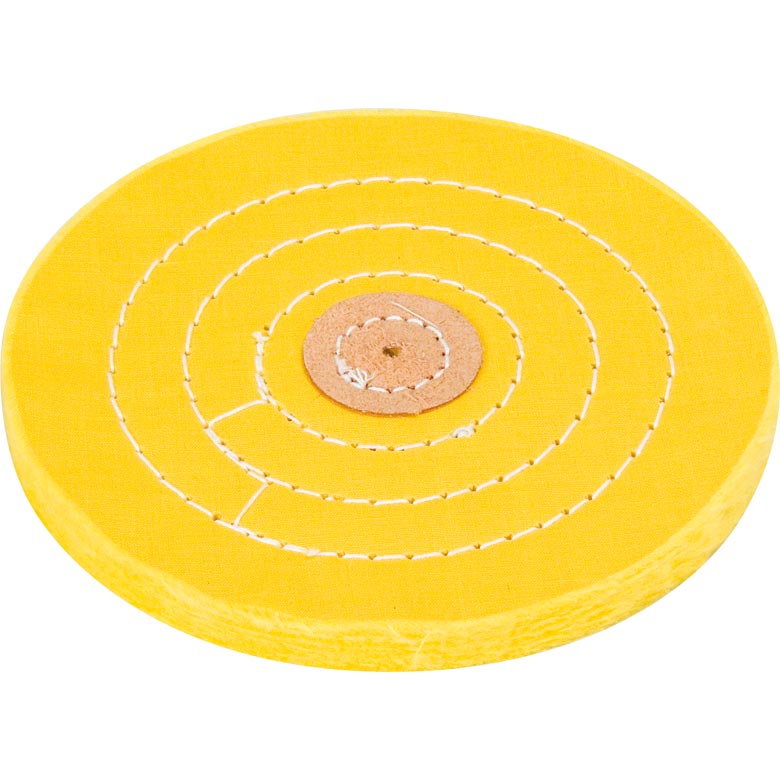 Disque à polir Musselin, chamoise piqué centre en cuir, env. 150 x 12 mm (40 plisses)