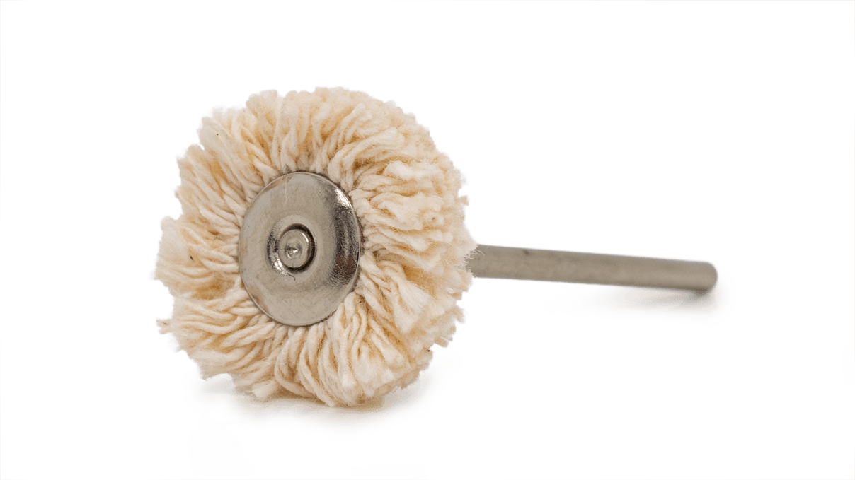 Roue de polissage, fil de coton grossier, blanc, Ø 22 mm, tige HP