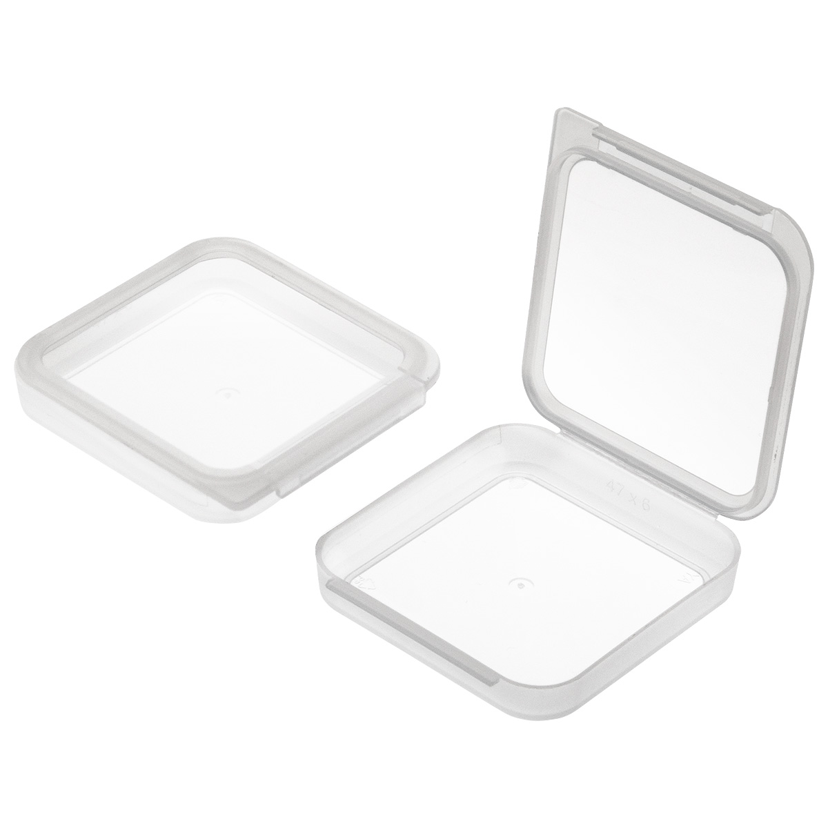 Boîtes protectrices en polypropylène transparent, avec fermeture à chanières
