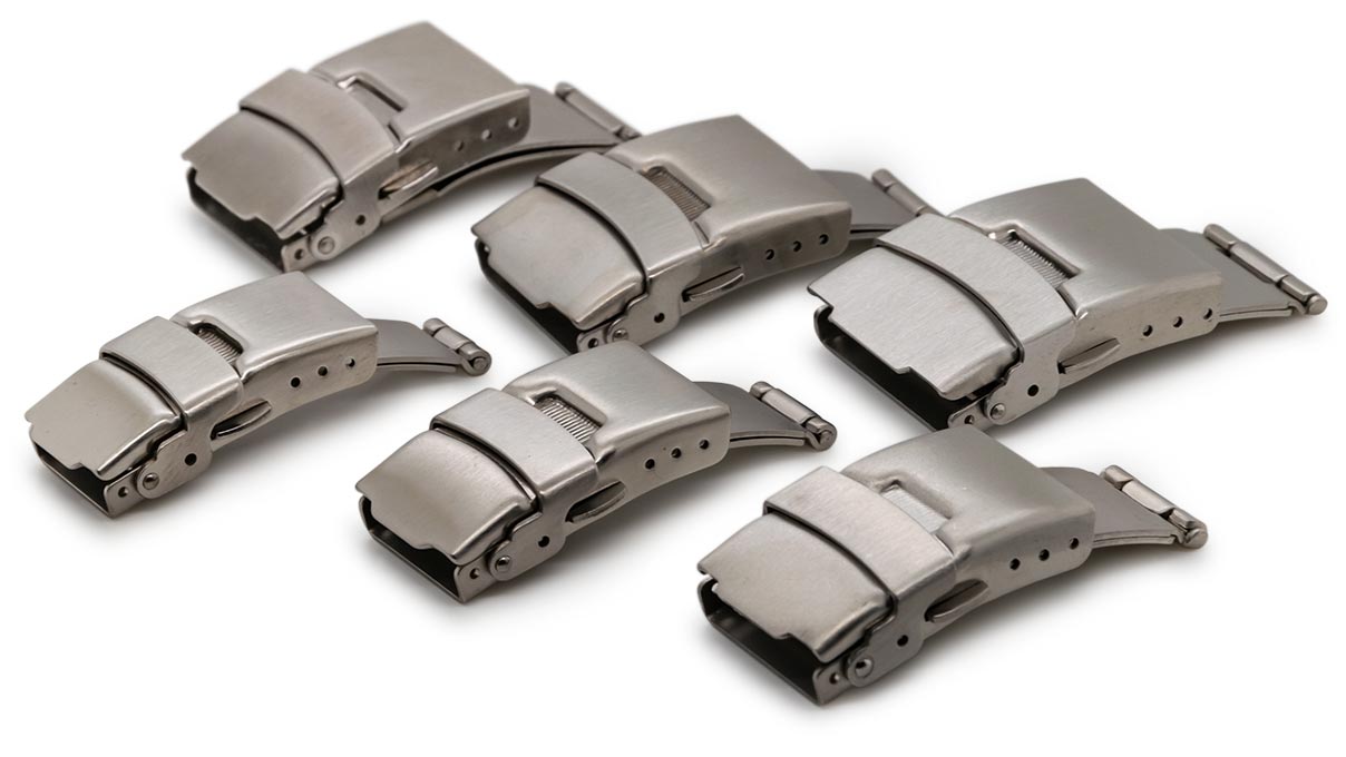 Assortiment de fermoirs de bracelets métalliques avec étrier de sécurité, 12 - 22 mm, 6 pièces