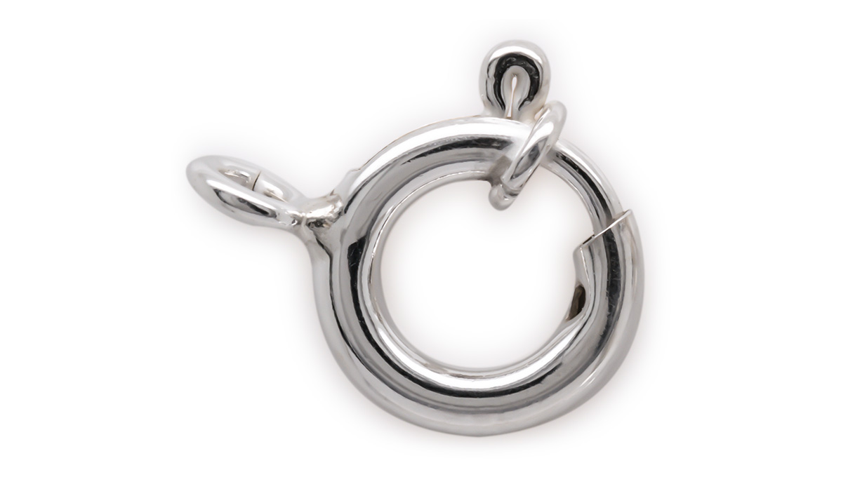 Anneau ressort avec collier, 925/- Argent, Ø 20 mm, Couleur Blanc