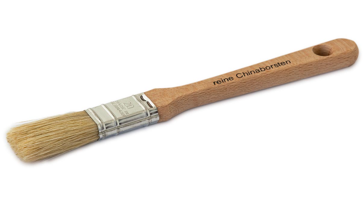 Pinceau plat, largeur 20 mm, épaisseur 10 mm, soies pures de Chine, blanc