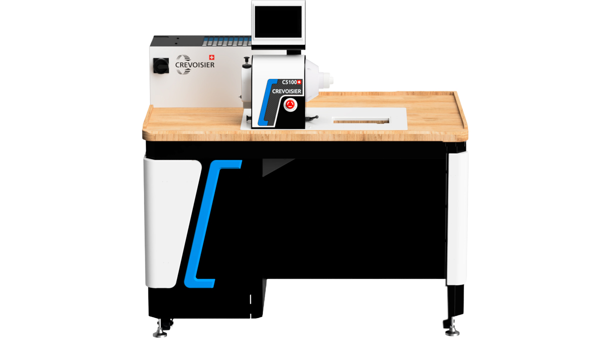 Crevoisier C5100 (M8) avec table de travail DSG2-Court, incl. encadrement, incl. aspiration, plateau de
table en boisnaturel revêtement stratifié, bloc d'alimentation en bas (400 V)