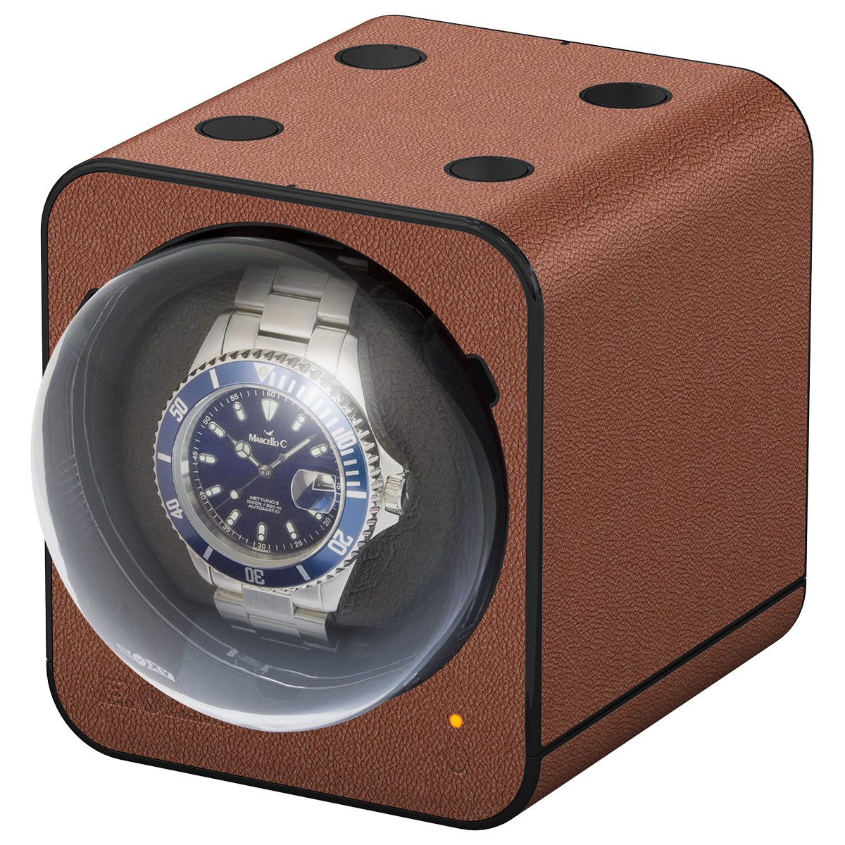 Remontoir Boxy Fancy Brick pour une montre, optique en cuir brun, combinable, sans adapteur
