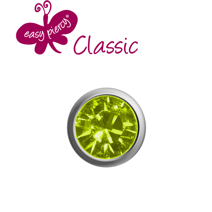 1 paires boutons d'oreilles Easy Piercy Classic, blanc, mini imitation de peridot