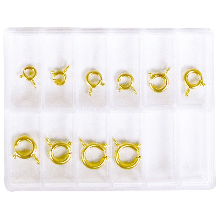 Assortiment d'anneaux à ressort sans collier, Ø 4,8 - 8 mm, 585/- or jaune
