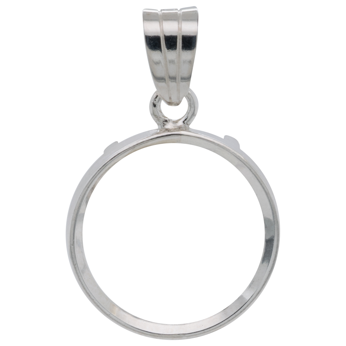 Montures de pièces avec boucle , bord lisse 925/- argent 26 mm