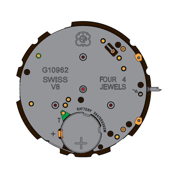 Mvt. ETA G10.962 H1 13 1/4''' DATE6 SC CHR Quartz (394 | SR936SW)