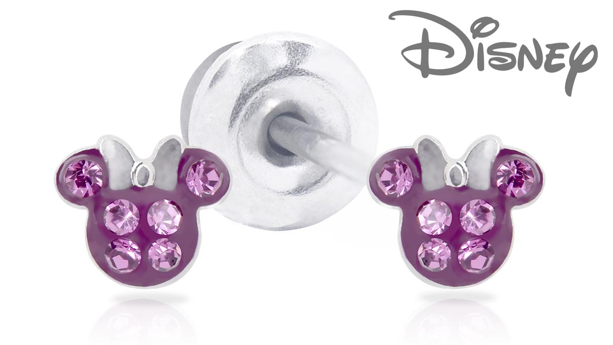 QPP Ohrstecker JCM9, Minnie, Kristall rot, Disney-lizenziert, weiß, 1 Paar